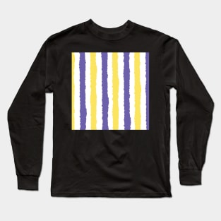 Yellow Violet Vertical Stripe Seamless Pattern Long Sleeve T-Shirt